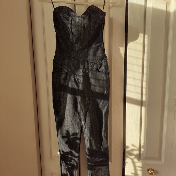 Strapless Sweetheart Neckline Denim Jumpsuit - Picture 6 of 13